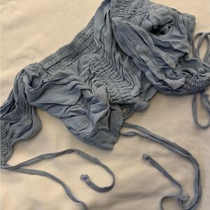 Light Blue Ruched Crop Top